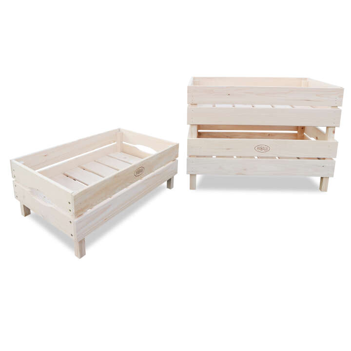 HABAU 3er Set Stapelbare Holzkisten für Obst und Gemüse